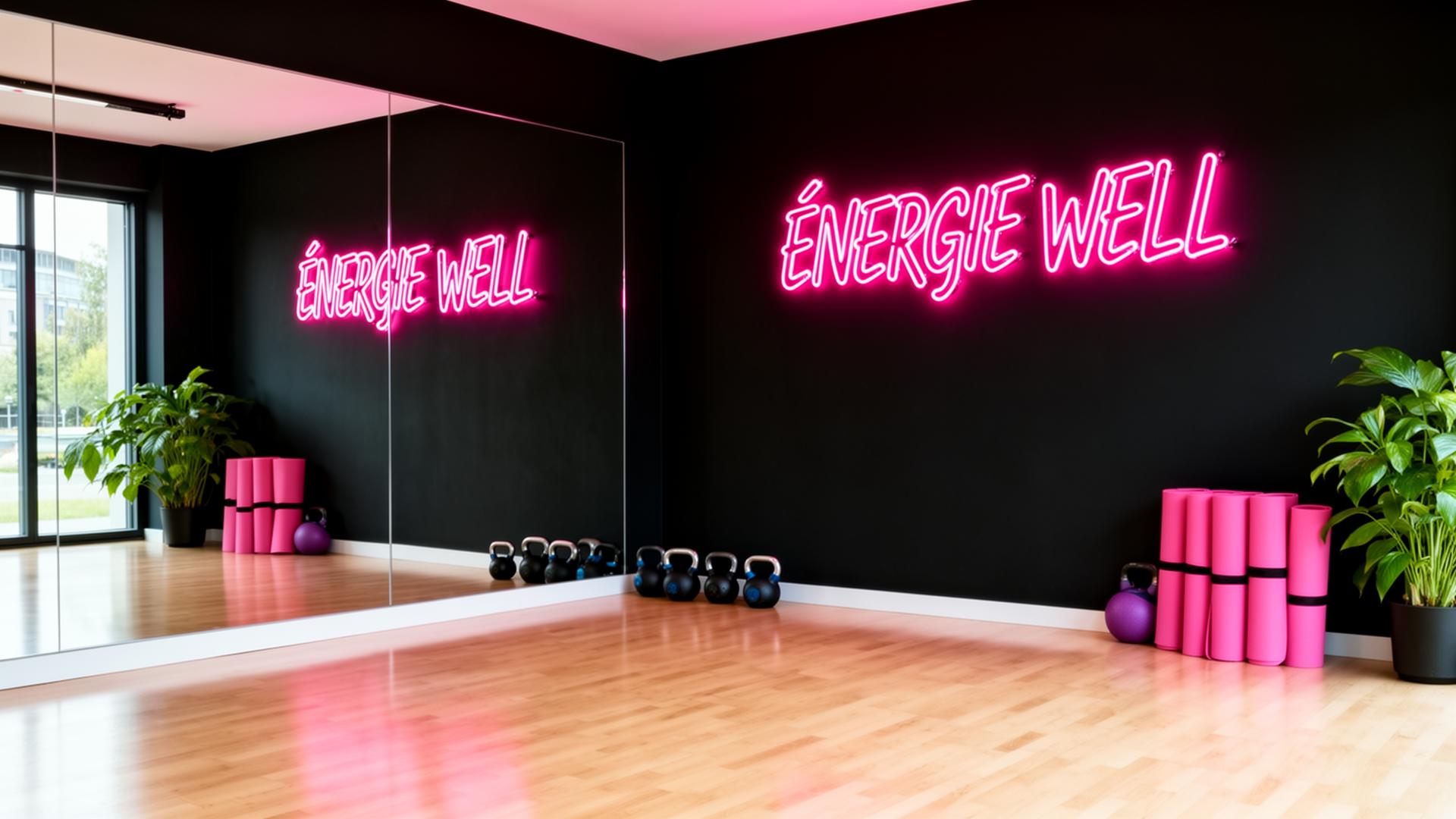 Studio Énergie Well avec néons roses